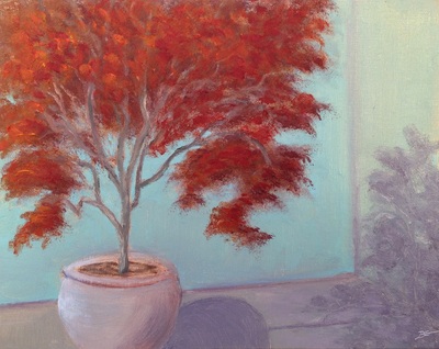 Maple Tree in a pot with shadow painting.