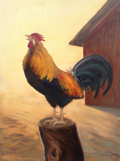 Good Morning Rooster painting.