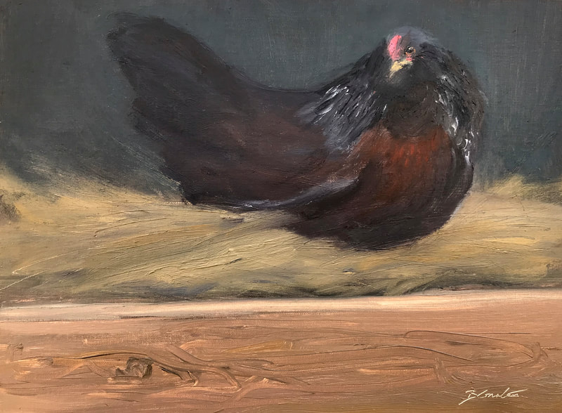 Chestnut Laying Hen painting.