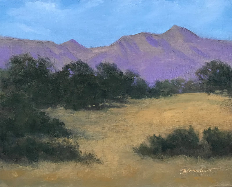 Chief's Peak from Krotrona Hill, Ojai CA Landscape painting. 