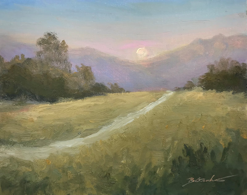 Golden Hour, Ojai CA,  Landscape painting. 