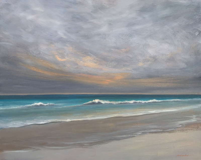 Ocean Sunrise Behind the Clouds painting.