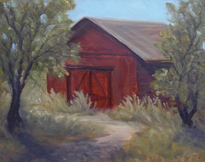 Ojai Old Barn Plein Air, Ojai CA painting.