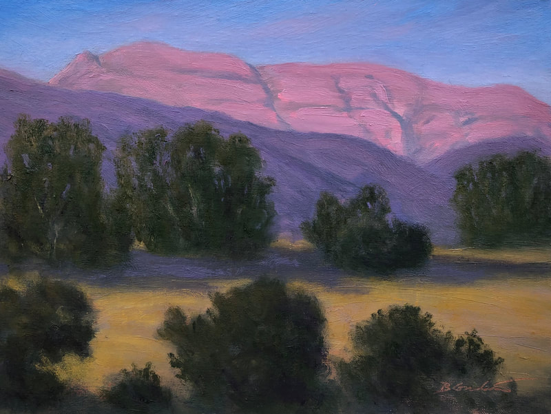 Ojai Pink Moment Study VI, Ojai CA Landscape painting.  