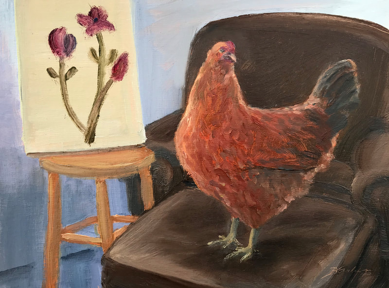 The Art Critic II hen, painting.