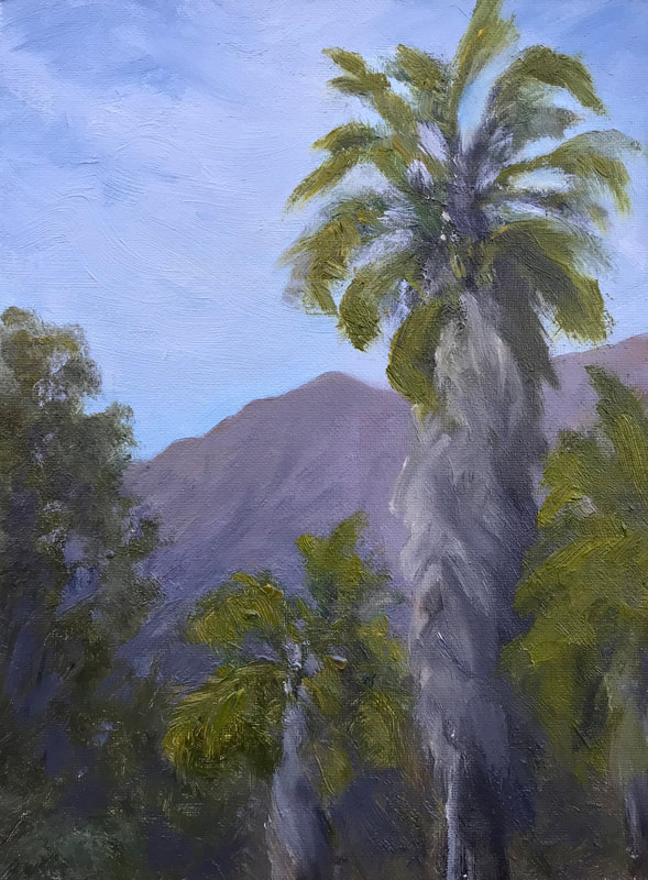 Three Palmes in Ojai CA painting.